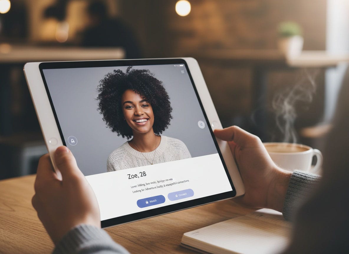 iPad 데이팅 앱의 귀여운 여성들
