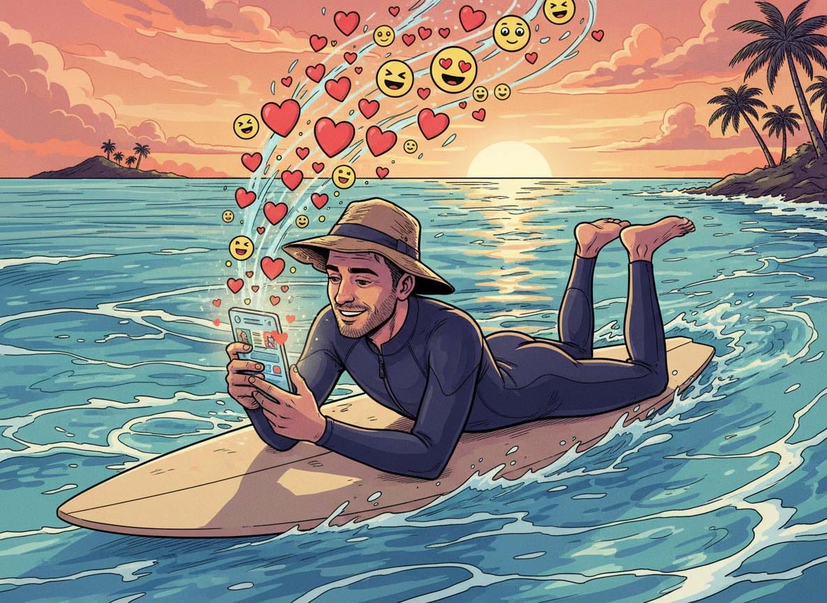 서핑을 하며 데이팅 모바일 앱으로 채팅하는 남성