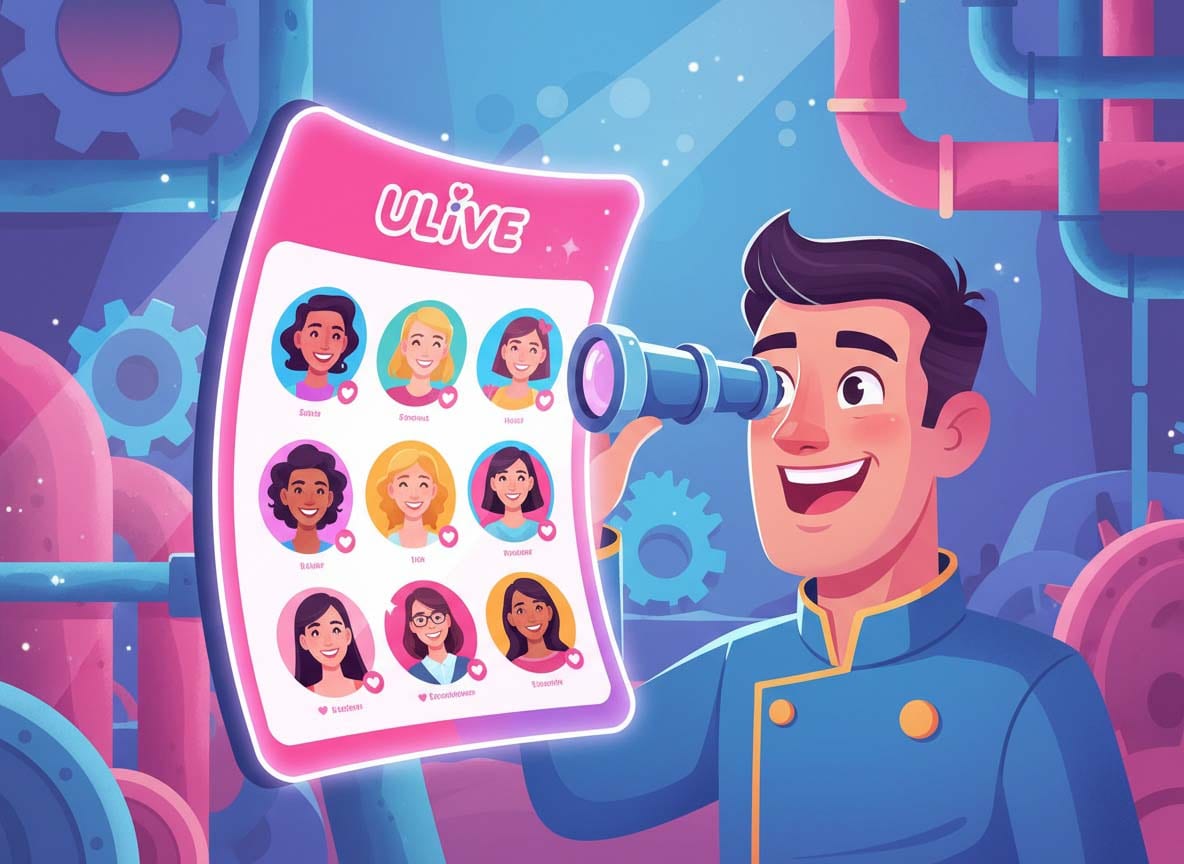 Periscope ಮೂಲಕ Ulive chat ಪರಿಶೀಲಿಸುತ್ತಿರುವ ವ್ಯಕ್ತಿ