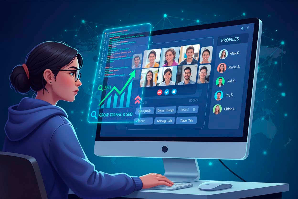 Video chat embedded into webmaster website